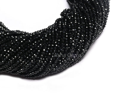 13" Beautiful Natural Black Spinel Micro Cut Rondelle Faceted Gemstone Beads 2 mm AAA Quality Faceted Beads Jewelry Making Spinel Bead Tiny (AG 15172 c)