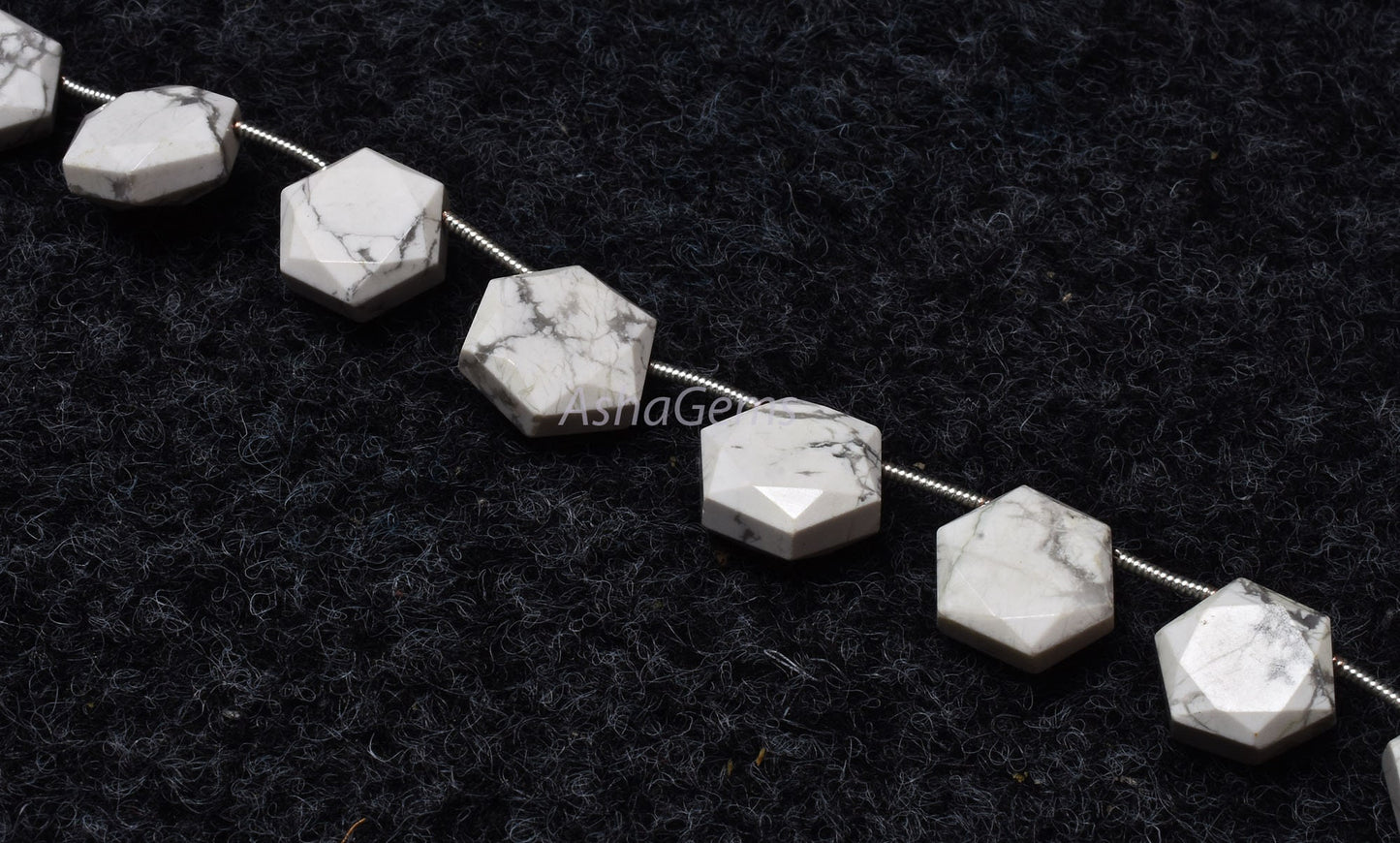 Howlite Faceted Hexagon Shape Gemstone beads,10.5-12 mm White Howlite Fancy 6 Corner Beads, Howlite Beads Briolette For Jewelry Making Craft