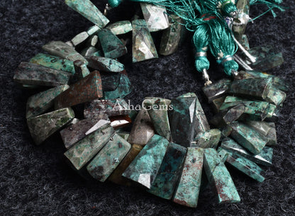 Beautiful Azurite Malachite Fancy Shape Beads,8'' Strand Green Malachite Faceted Beads,Natural Malachite Briolette,Jewelry Making Beads Sale