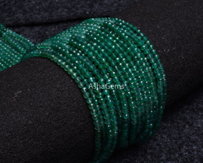 Beautiful Green Onyx Faceted Rondelle Shape Beads,3.20 mm, Shaded Green Onyx Machine Cut Beads, AAA Onyx Micro faceted Beads Jewelry Making