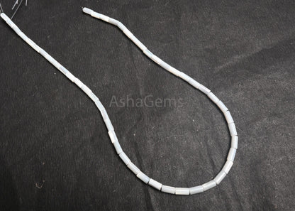 Fine Mother Of Pearl Fancy Tube Shape Smooth Gemstone Beads,3.5-8 mm Natural Iridescent White MOP Shell Pipe Straight Drill MOP Bead Jewelry