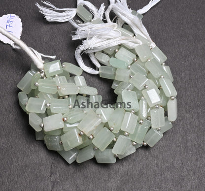 Light Green Aventurine Smooth handmade Rectangle Shape Beads,9" Fine Aventurine Chicklet Straight Drill Gemstone Margaj Beads Jewelry Crafts