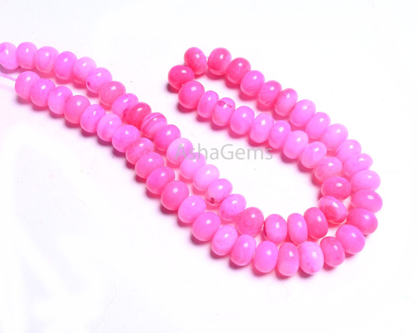 9mm Beautiful Queen Pink Opal Smooth Rondelle Beads,8/16" Strand AAA Hot Pink Opal Shaded Handmade Gemstone Opal Beads Necklace Jewelry SALE
