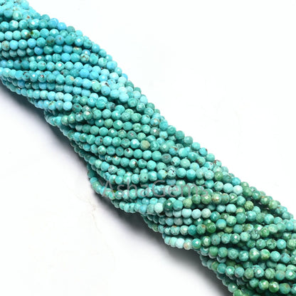 3 mm Tibetan Turquoise Faceted Gemstone Beads,13" Strand Natural Tibetan Turquoise Micro Cut Rondelle Beads, Fine Shaded Blue Turquoise Bead (AG 15039 c)