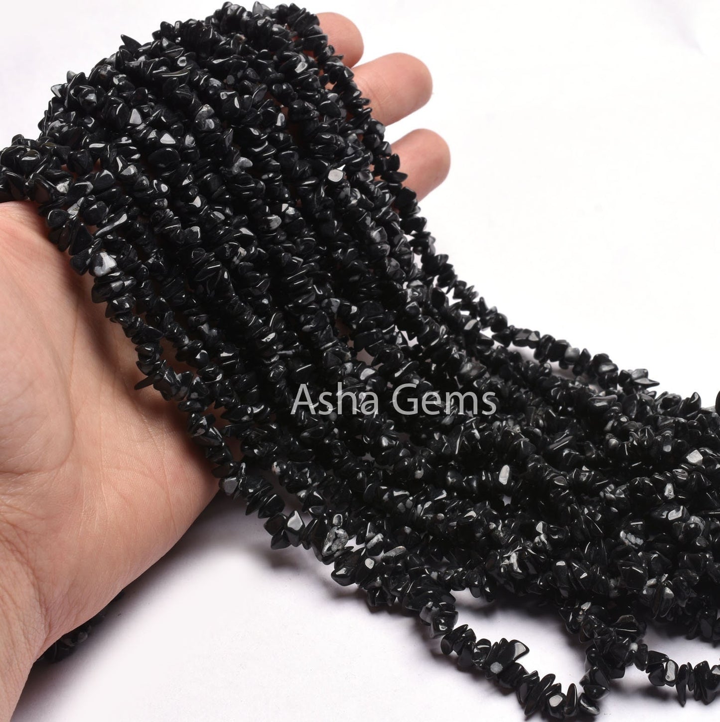 Black Obsidian Smooth Uncut Chips Beads,34" Strand natural Obsidian Smooth Raw rough Tiny Black Obsidian Beads For Jewelry making Craft SALE