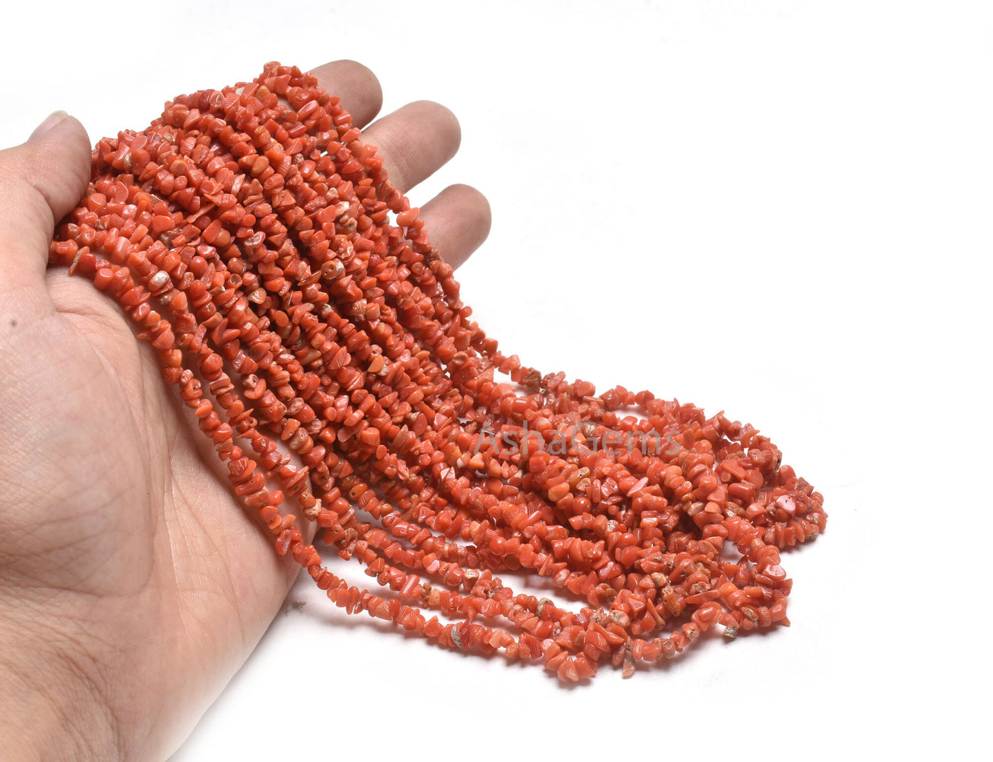 Natural Red Coral Uncut Chips Beads,34"Strand Real Coral Smooth Raw Rough Tiny Moonga Gemstone Precious Beads, Fine Coral Bead Jewelry Craft