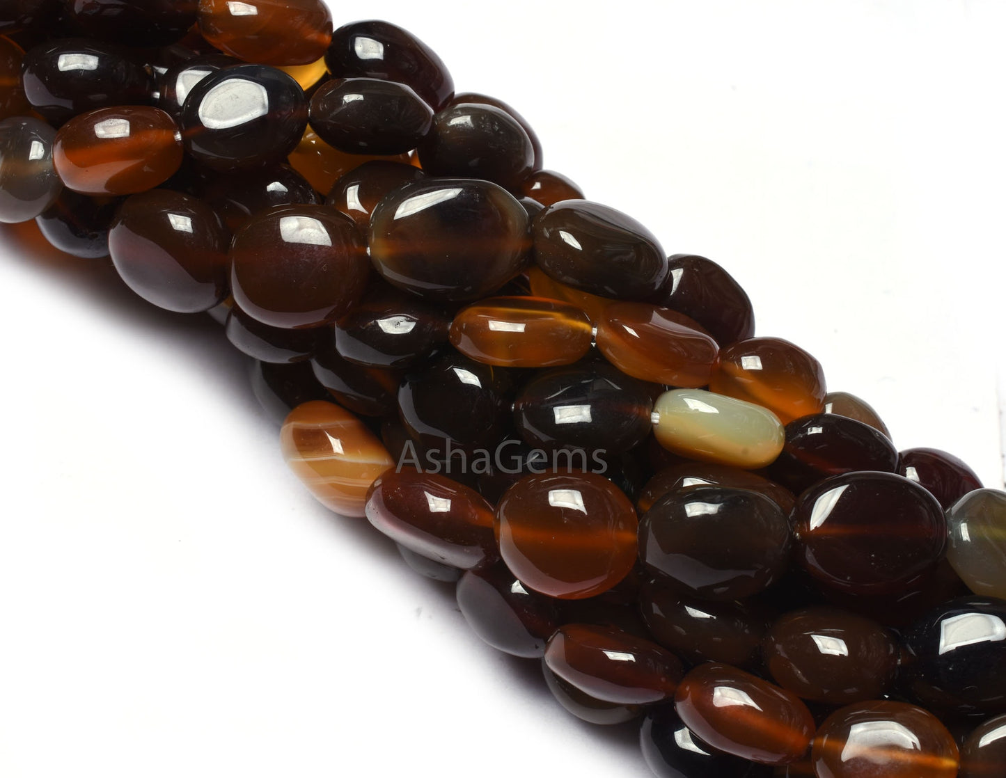 Multi Brown Shaded Chalcedony Smooth Oval Gemstone Beads,13" Strand Chalcedony Plain Oval Handmade Beads Chalcedony Beads Jewelry Craft SALE