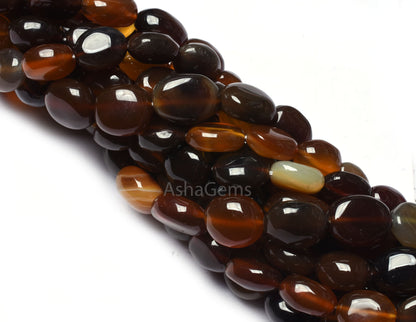 Multi Brown Shaded Chalcedony Smooth Oval Gemstone Beads,13" Strand Chalcedony Plain Oval Handmade Beads Chalcedony Beads Jewelry Craft SALE
