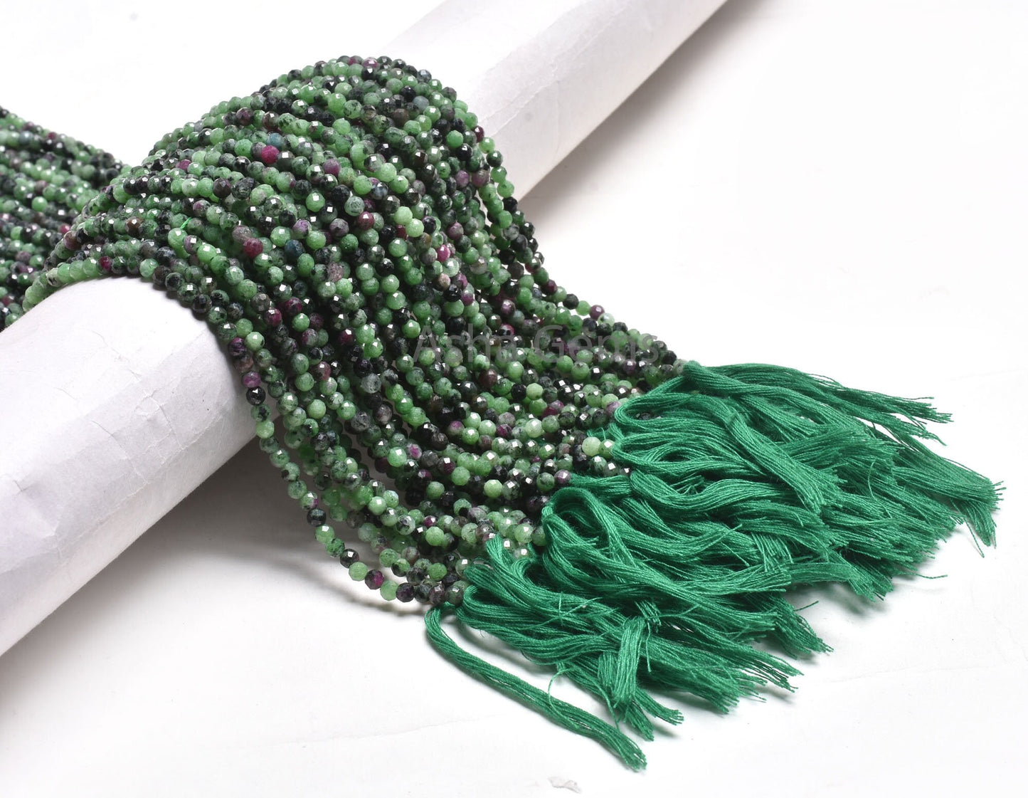 3.5mm Ruby Zoisite Faceted Rondelle Gemstone Beads, Natural Ruby Zoisite Machine Cut Beads Green Ruby Zoisite Bead Strand Jewelry Craft SALE