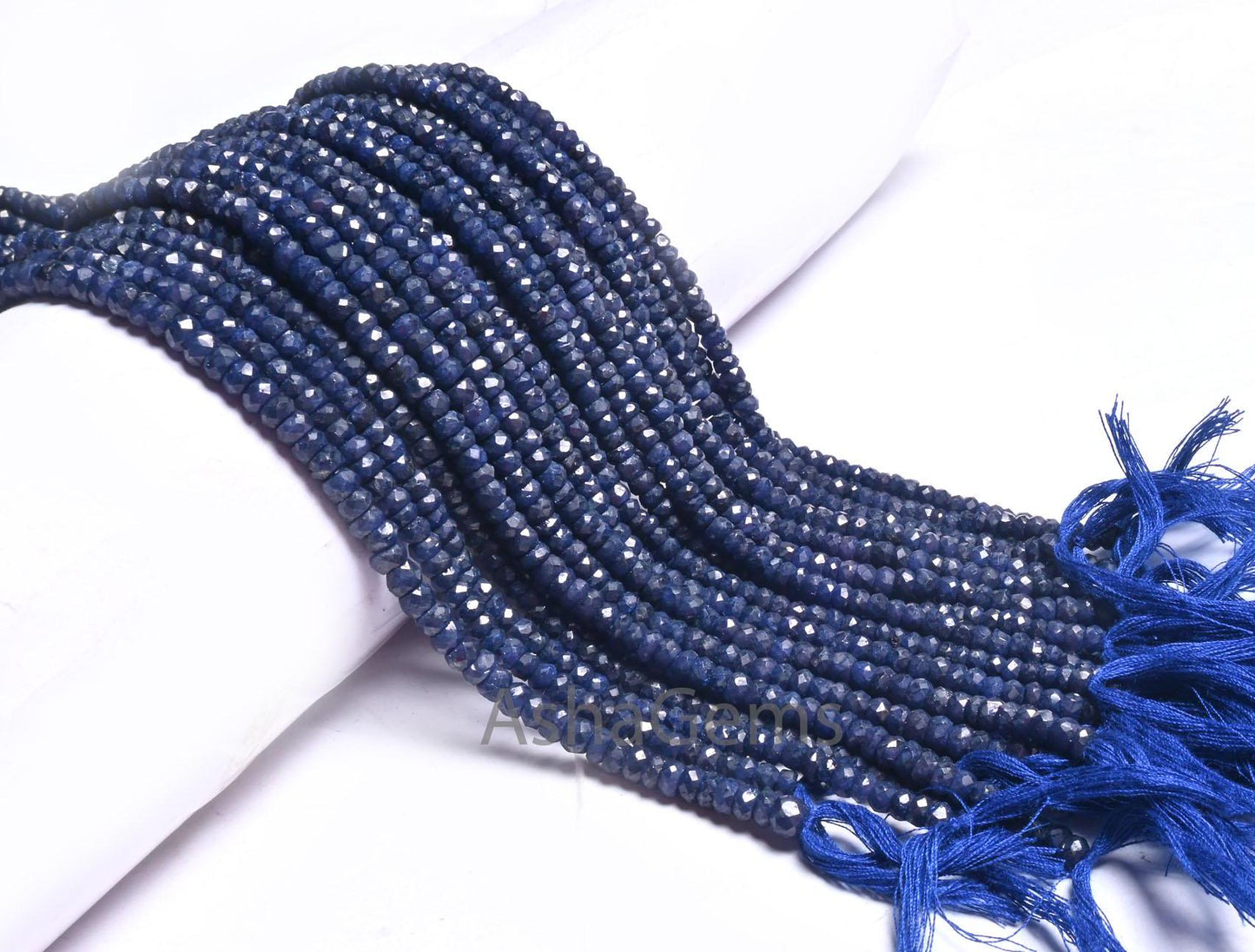 Beautiful Blue Sapphire Faceted Rondelle Shape Beads, Fine Blue Corundum Indian cut Gemstone Beads, sapphire beads necklace making Jewelry