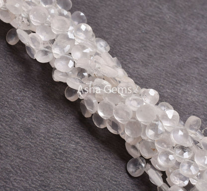 AAA Pink Rose Quartz Faceted Heart Shape Gemstone Beads,7"Strand Natural rose Quartz Tiny Heart Briolette Side Drill Beads, Rose Quartz SALE