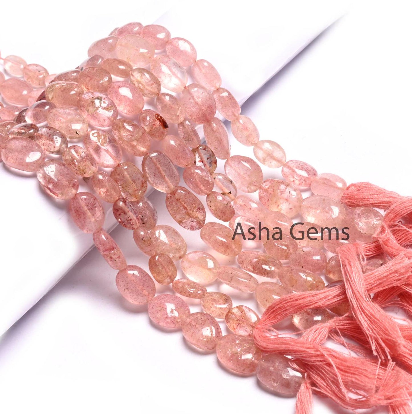 Natural Red Strawberry Quartz Smooth Oval Shape handmade Gemstone Beads,12.5" Shaded Red Strawberry Quartz Oval Beads For Jewelry Craft SALE