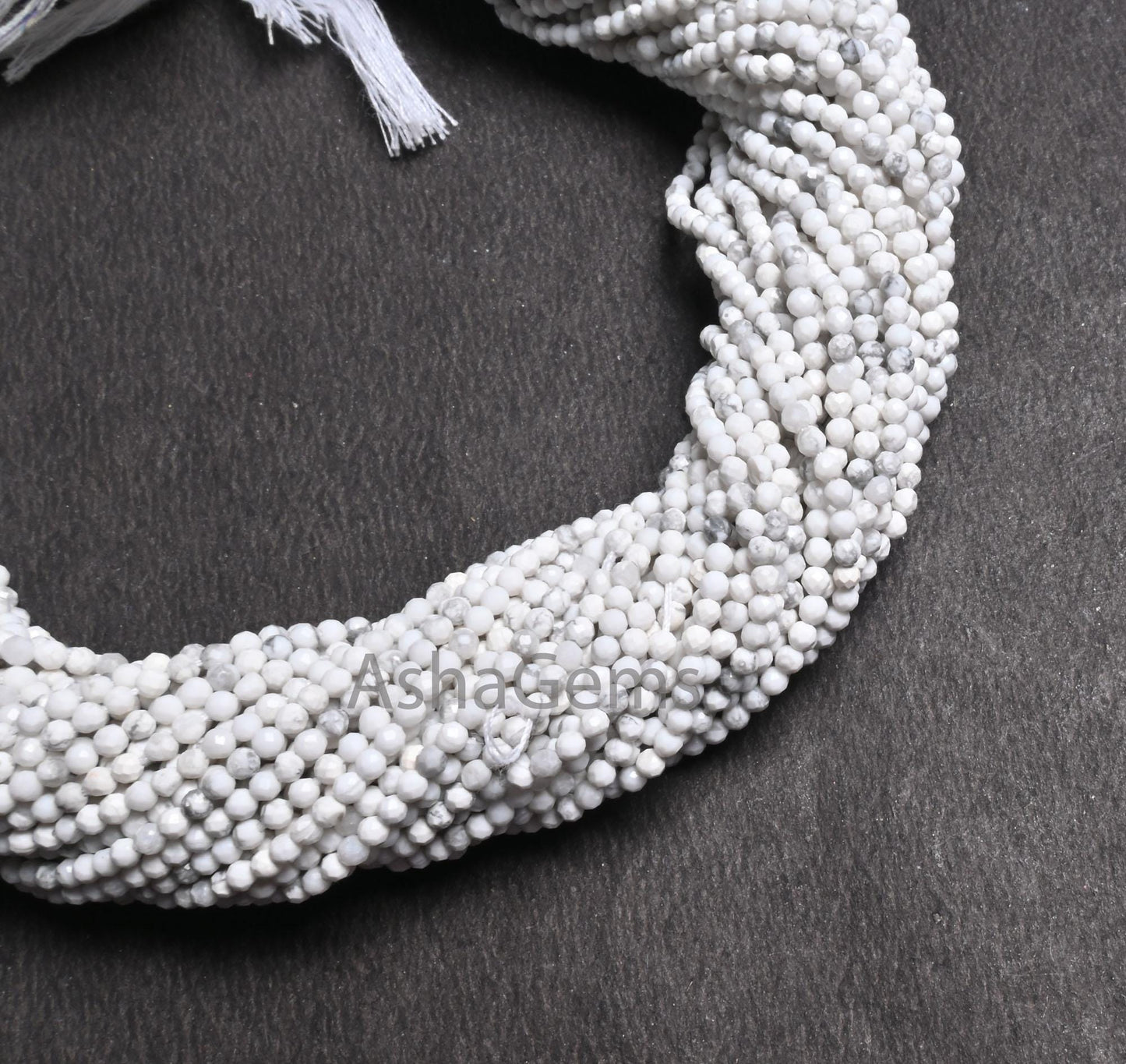 2.25 mm Beautiful White Howlite Micro Cut Rondelle faceted Beads,12.5" AAA Howlite Machine Cut Tiny Gemstone Beads Jewelry Making Craft SALE
