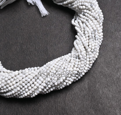 2.25 mm Beautiful White Howlite Micro Cut Rondelle faceted Beads,12.5" AAA Howlite Machine Cut Tiny Gemstone Beads Jewelry Making Craft SALE