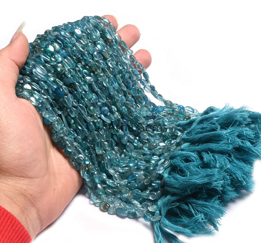 Fine Quality Apatite Smooth Nugget Gemstone Loose Beads, Natural Blue Apatite Tiny Nugget Uneven Handmade pebble Beads Jewelry Making Crafts (AG 22293)