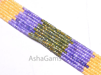3.2mm AAA Quality Shaded Multi Color Zircon Rondelle Faceted Beads,13"Cubic Zircon Micro Cut Faceted Zircon Bead Necklace Jewelry Craft SALE