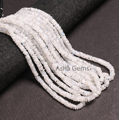 Natural Moss Rainbow Moonstone Smooth Heishi Tyre Beads, Flashy White Rainbow Handmade Wheel Uneven Gemstone Rainbow Moonstone Beads Jewelry