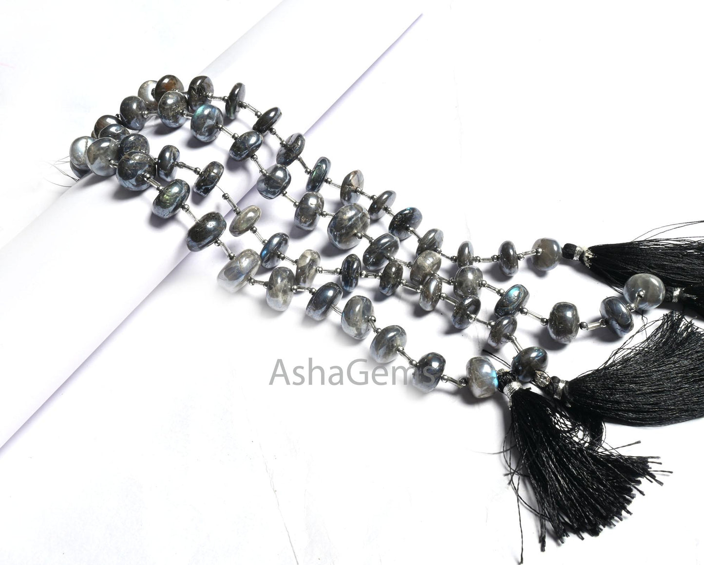 Beautiful Grey Silver coated Labradorite Smooth Gemstone Loose beads, flashy labradorite Coated Rondelle handmade Beads Jewelry Making Craft