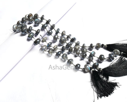 Beautiful Grey Silver coated Labradorite Smooth Gemstone Loose beads, flashy labradorite Coated Rondelle handmade Beads Jewelry Making Craft