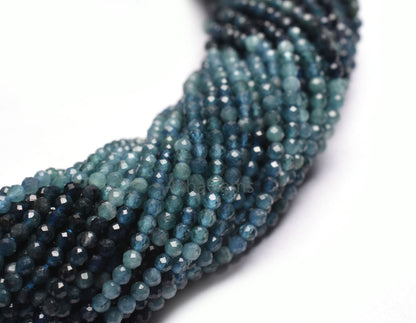 Rare Blue Tourmaline Faceted Rondelle Gemstone Beads, Shaded Blue Tourmaline Micro Faceted Machine Cut Beads, Pigeon Tourmaline Bead Jewelry