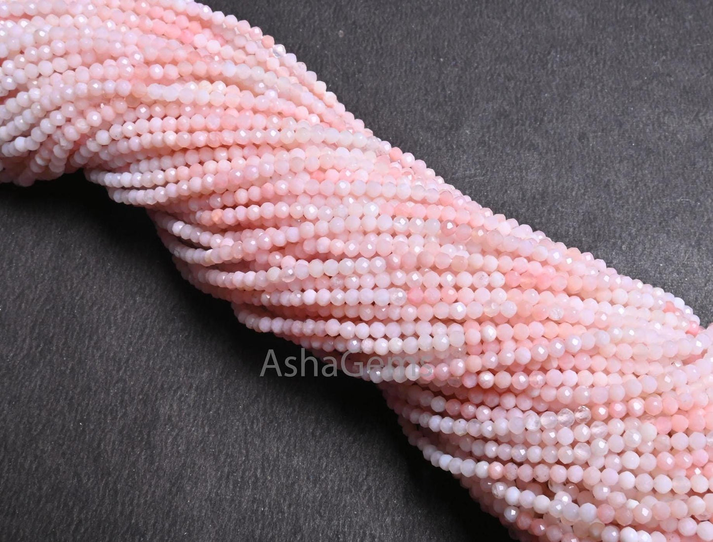 AAA Quality Pink Opal Faceted Rondelle Gemstone Tiny Beads,2.5 mm Genuine Opal Micro Cut Beads, Shaded Pink Opal Beads Jewelry Making Crafts