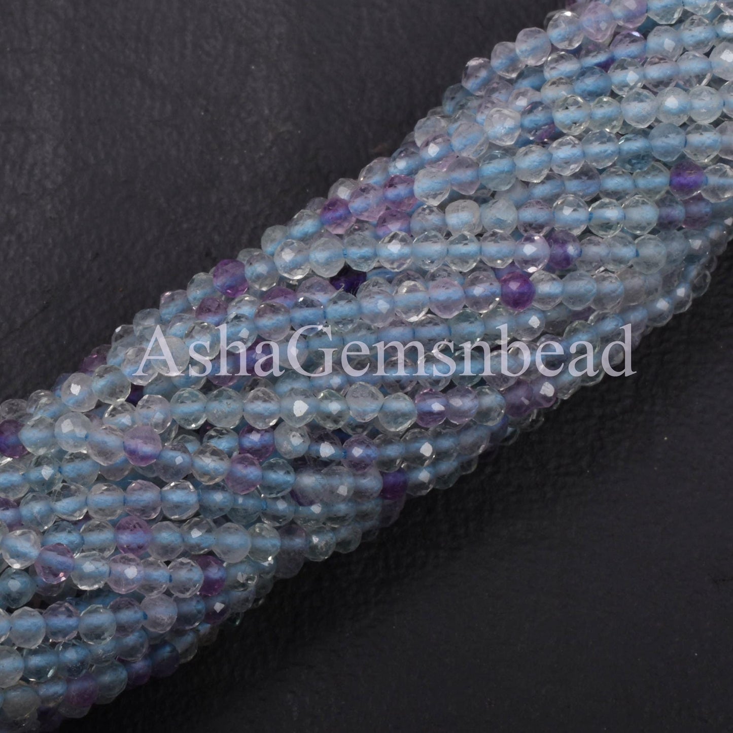 2.5mm Fine Quality Blue Fluorite Micro Cut Faceted Rondelle Gemstone Beads, Natural Fluorite Machine Cut Beads for Jewelry Making Craft SALE