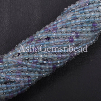 2.5mm Fine Quality Blue Fluorite Micro Cut Faceted Rondelle Gemstone Beads, Natural Fluorite Machine Cut Beads for Jewelry Making Craft SALE