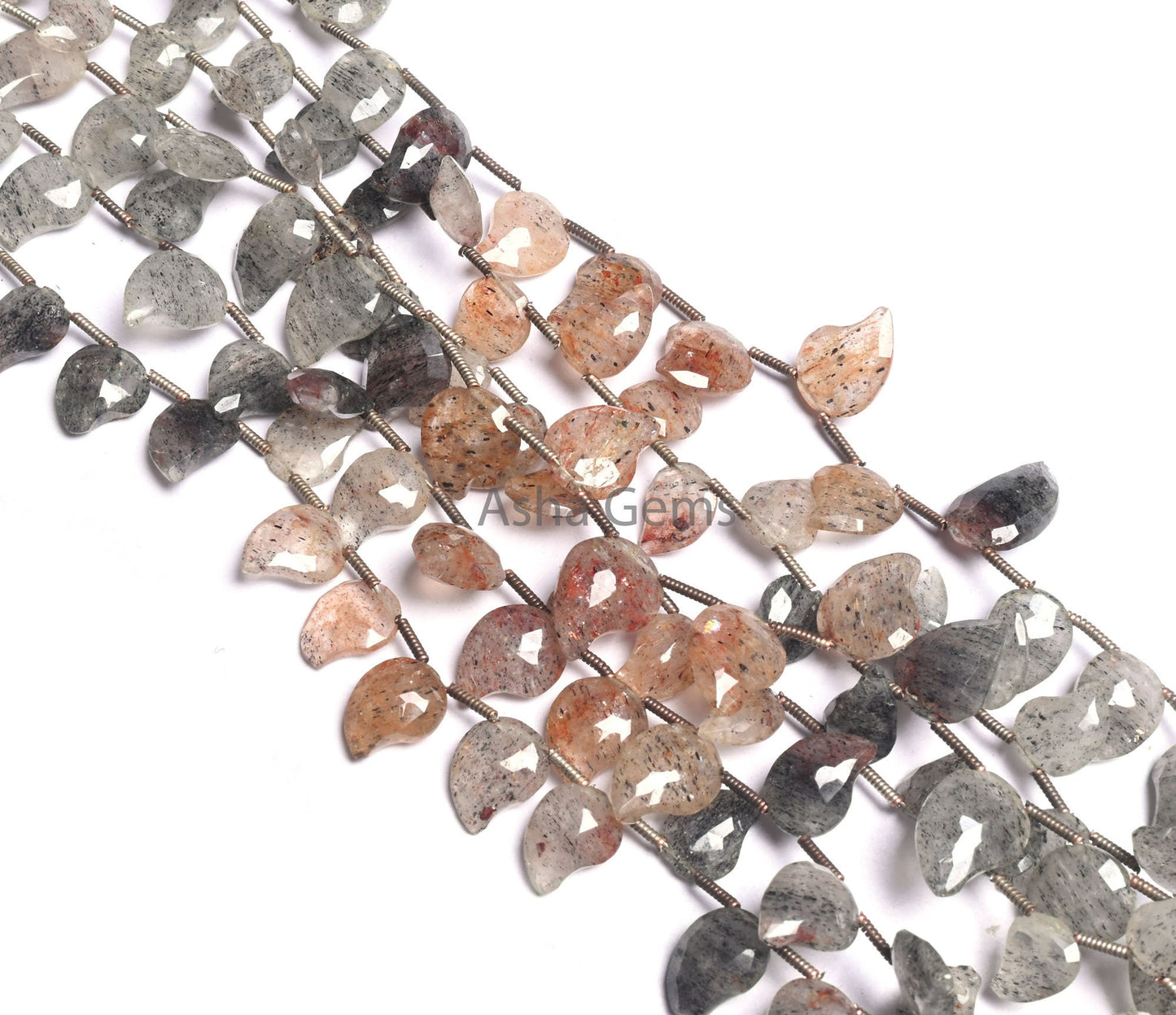 Beautiful Dot Quartz Fancy Mango Shape Faceted Gemstone Beads, Shaded Black Red Dot Quartz Side Drill Keri Fancy Briolette Bead Jewelry SALE (AG 18537 )