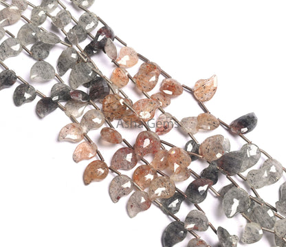 Beautiful Dot Quartz Fancy Mango Shape Faceted Gemstone Beads, Shaded Black Red Dot Quartz Side Drill Keri Fancy Briolette Bead Jewelry SALE (AG 18537 )
