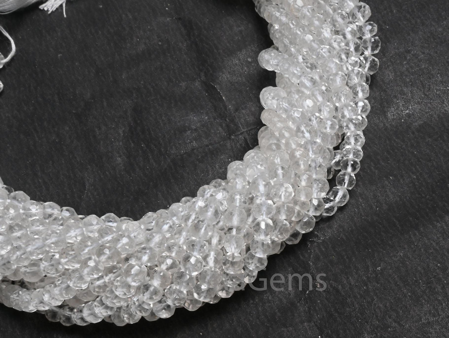 Beautiful Natural Crystal Quartz Micro Cut Beads,13" AAA Quality Crystal Indian machine cut Faceted Rondelle Crystal Bead Jewelry Craft SALE ( AG 15418 )