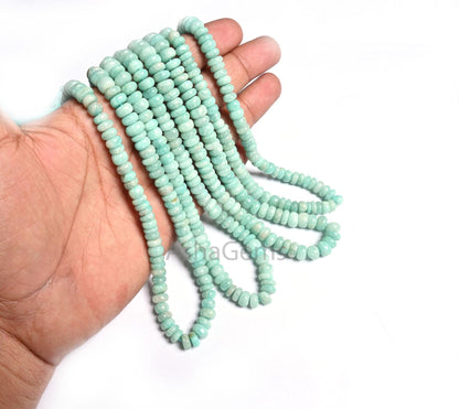 Beautiful Amazonite Smooth Rondelle Shape Gemstone Loose Beads,8/16" Natural Blue Amazonite Plain Handmade amazonite Bead Jewelry Craft SALE (AG 12344)