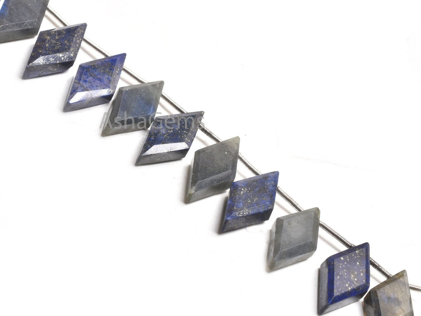 Natural Blue Lapis+ Labradorite Faceted Rhombus Shape Beads,9-18 mm Multi Color Stone Fancy Side Drill Gemstone Beads Jewelry Making Crafts