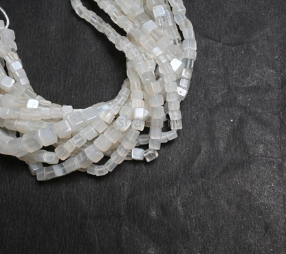 Fine Quality White Moonstone smooth 3D Cube Box Beads,Natural White Moonstone Cube Shape Handmade Moonstone Gemstone Bead Jewelry Craft SALE
