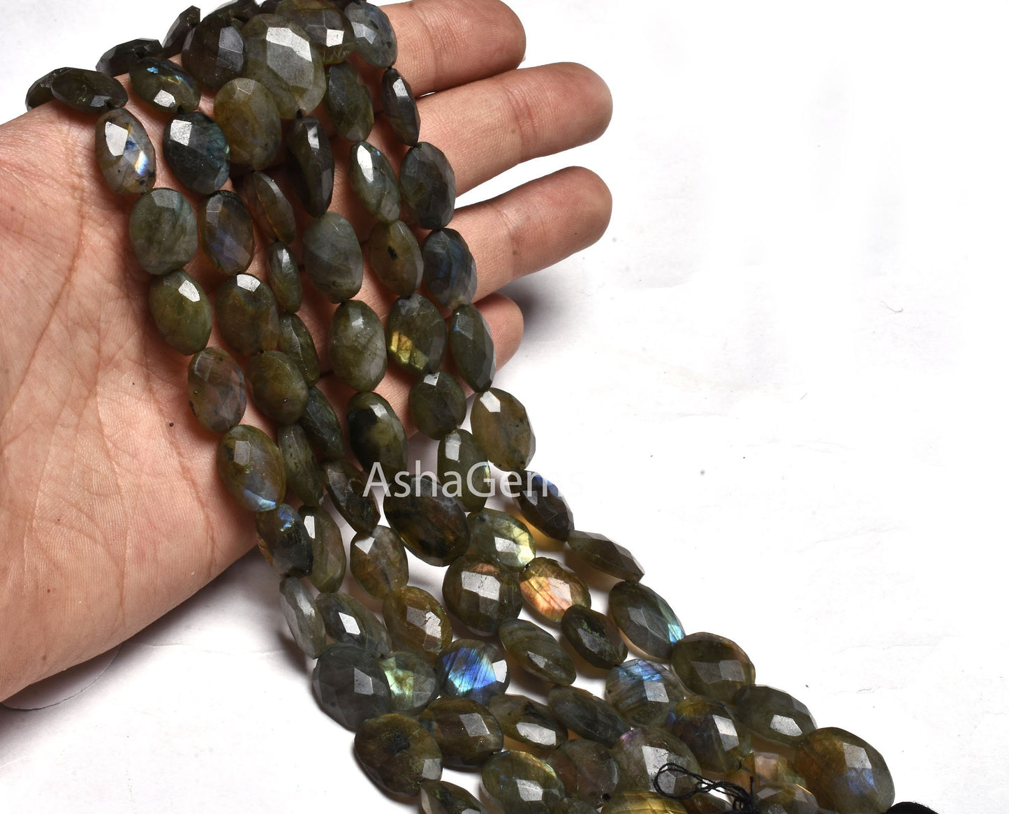 10 inch strand labradorite Oval Beads Faceted, Black rainbow oval Briolette gemstone beads, Labradorite beads Faceted Oval For Necklace Sale