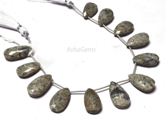 12 Piece strand Grey Jasper Teardrop Beads,12x21-14x25 mm Shaded Grey Jasper Faceted Pear Briolette gemstone beads,8' strand Jasper beads