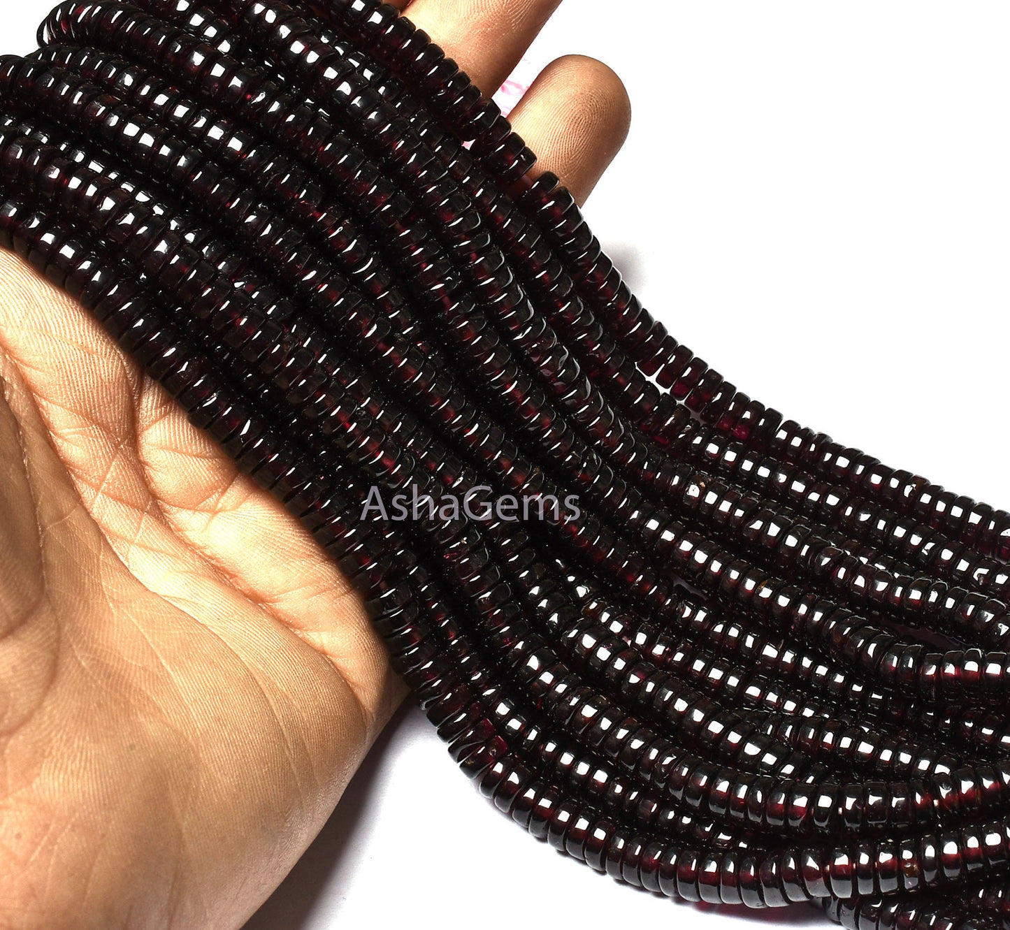 Natural Garnet Smooth Heishi Tyre Shape Gemstone Beads, Handmade Flat Beads, Red Garnet Plain Beads Garnet Beads For Jewelry Making Crafts