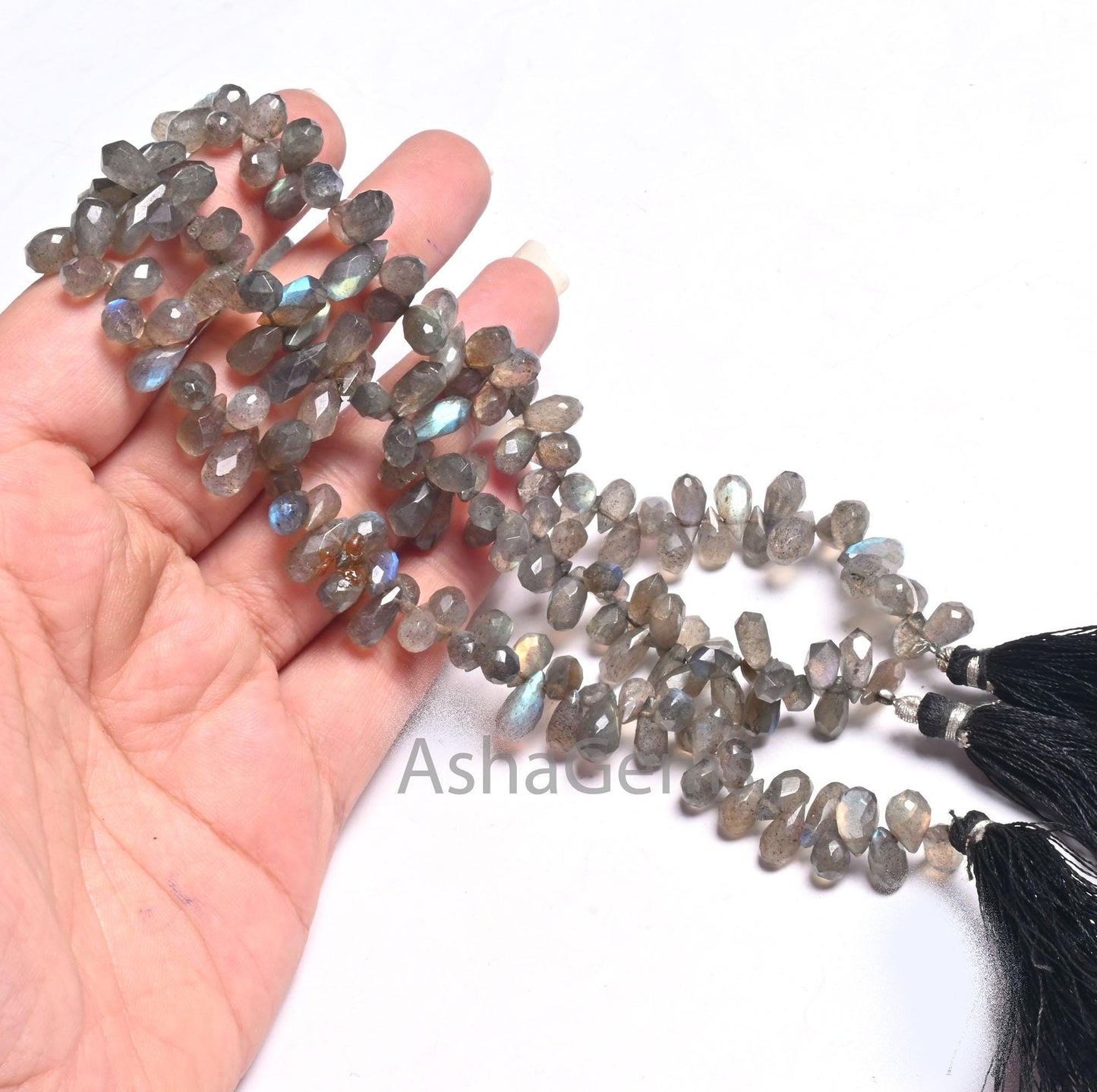 Beautiful Flashy labradorite Faceted Drop Beads,8" Natural Blue Fire Labradorite Indian Cut Teardrop Briolette Gemstone Beads Jewelry Crafts (AG 18652)