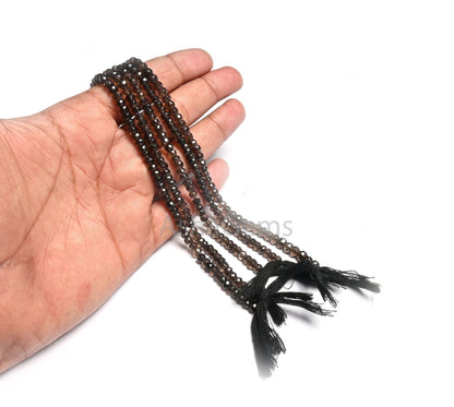 13" strand Smoky Quartz Faceted rondelle Beads, natural Black Smoky Machine Cut Beads Gemstone smoky bead For Necklace Jewelry Making Craft
