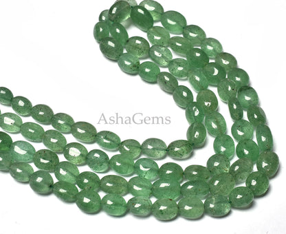 Beautiful Green Strawberry Smooth Oval Shape Gemstone Beads 17-21" Graduated Necklace AAA Green Strawberry Handmade Plain Oval Beads Jewelry