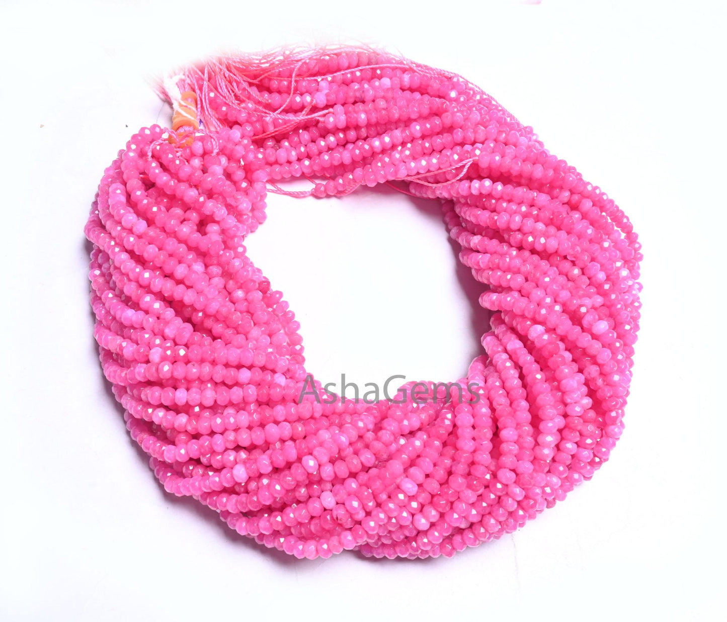 14" Strand Beautiful Hot Pink Jade Quartz faceted Rondelle Shape Beads,4.5mm Fine Jade Quartz machine cut Gemstone Beads Jewelry Making SALE