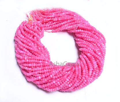 14" Strand Beautiful Hot Pink Jade Quartz faceted Rondelle Shape Beads,4.5mm Fine Jade Quartz machine cut Gemstone Beads Jewelry Making SALE