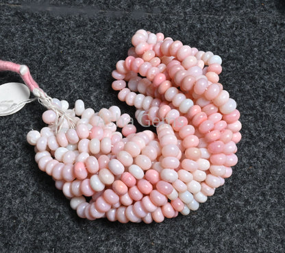 AAA Quality Shaded Pink Opal Smooth Rondelle Shape Beads,16" Strand Pink Opal Plain Handmade Gemstone Beads, Opal Bead Jewelry Necklace SALE