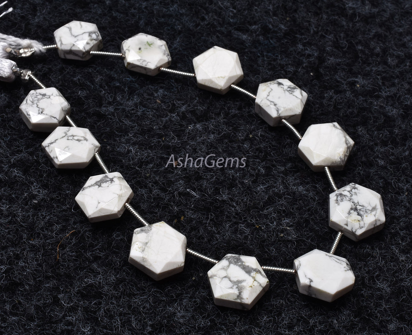 12 Piece strand  Howlite Faceted Fancy Shape Gemstone beads, White Howlite Hexagon Beads, howlite 6 Corner Briolette Bead For Jewelry crafts