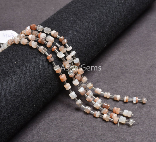 Natural Multi Moonstone Smooth Tyre Gemstone Beads,5.5mm Multi Color Shaded Moonstone Wheel Shape Beads,8"Moonstone Beads Jewelry Craft SALE
