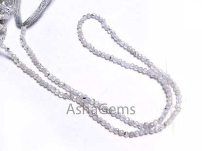 Genuine Grey Zircon Faceted Rondelle Beads,2 mm Natural Zircon Machine Cut Gemstone Tiny Beads, Real Zircon Micro cut Beads Necklace Jewelry
