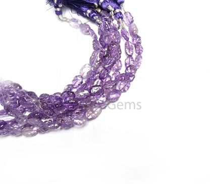 Natural Amethyst Smooth Oval Shape Carving Handmade Beads, Fine Shaded Purple Blue Amethyst Carved Oval Gemstone Amethyst Bead Jewelry SALE