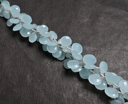 AAA Quality Aqua Chalcedony Color Hydro faceted Heart Beads,8" Aqua Blue Hydro Heart Briolette Checker Cut Beads For Jewelry Handicraft SALE