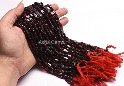 Natural Red Garnet Smooth Rectangle Shape Beads,13" Strand Garnet Fancy Uneven Rectangle Straight Drill Beads Gemstone Garnet Bead Jewelry