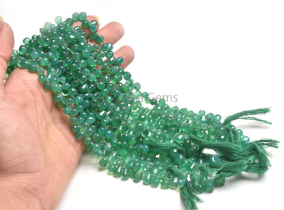 Fine Green Onyx Handmade Drop Uneven Gemstone Beads,13"Strand Onyx Smooth Teardrop Side Drill Bead Green Onyx Bead Jewelry Making Craft SALE