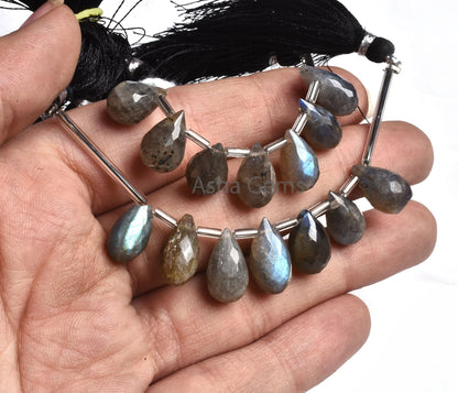Natural Blue fire labradorite faceted drops shape beads, black rainbow Teardrop Side Drill Gemstone Beads Labradorite Drop bead jewelry SALE